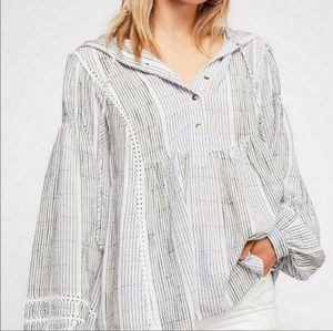 Free People Baja Babe Striped Pullover Hoodie